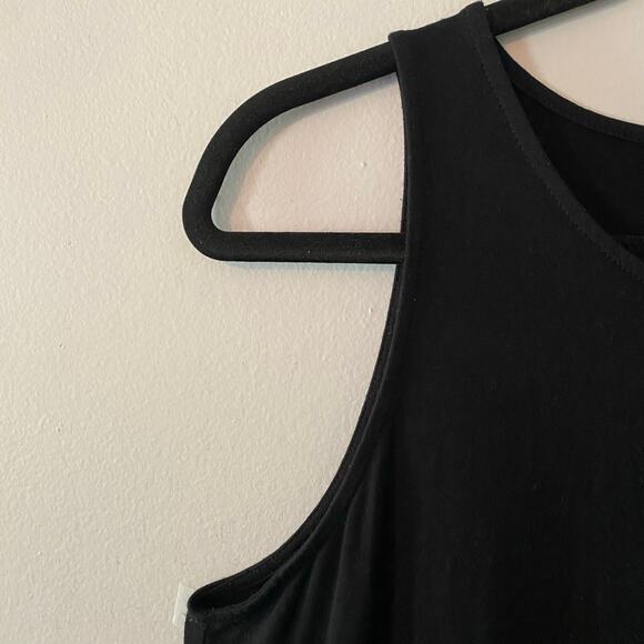 Eileen Fisher Women's size Medium Black Knit Tank Dress Midi Knee Length Stretch - Picture 4 of 8